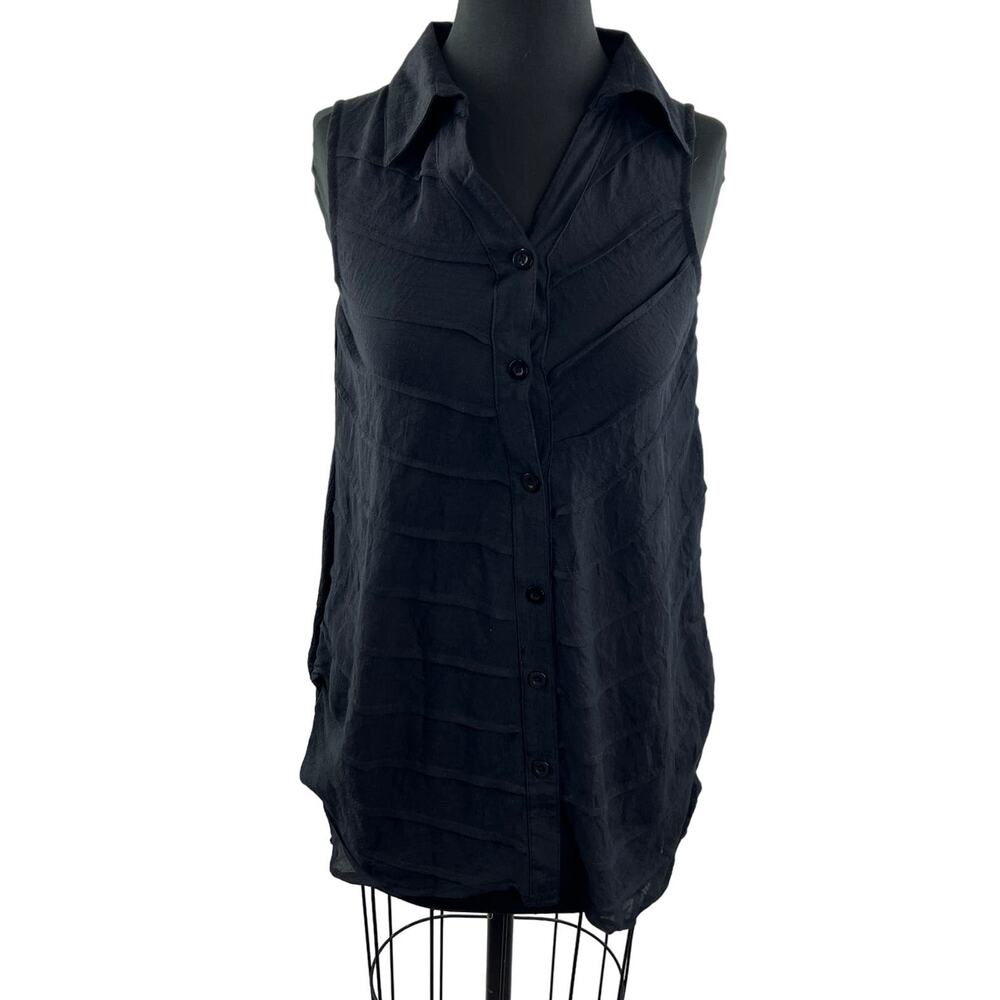 ANAP Black Cotton Blend Sleeveless Button-Down Gauze Textured Top Shirt S/ M?